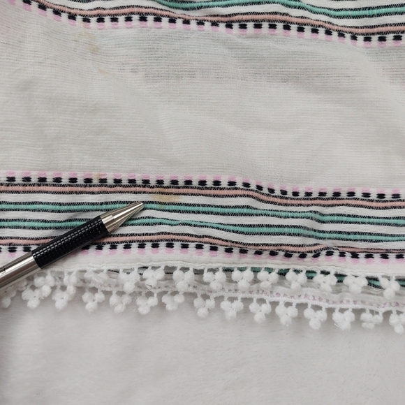 OLD NAVY WOMEN'S WHITE STRIPED PONCHO KAFTAN SWIM COVERUP 100% COTTON SIZE XS - Picture 2 of 10